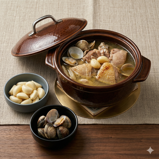 蒜頭蛤仔雞腿湯